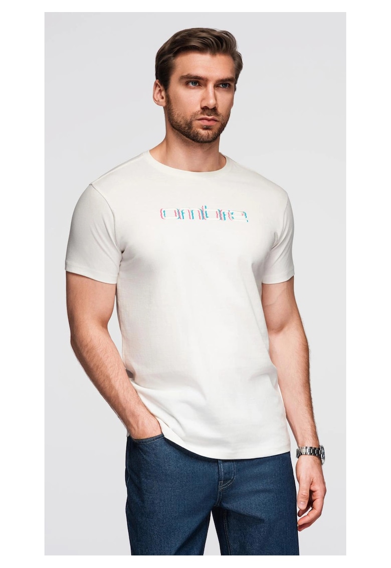 Тениска с бродерия на гърдите OM-TSPT-0248 OMBRE