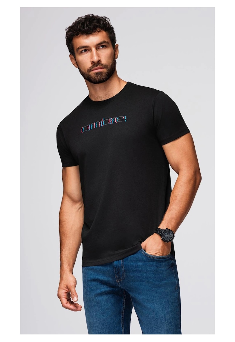 Тениска с бродерия на гърдите OM-TSPT-0248 OMBRE