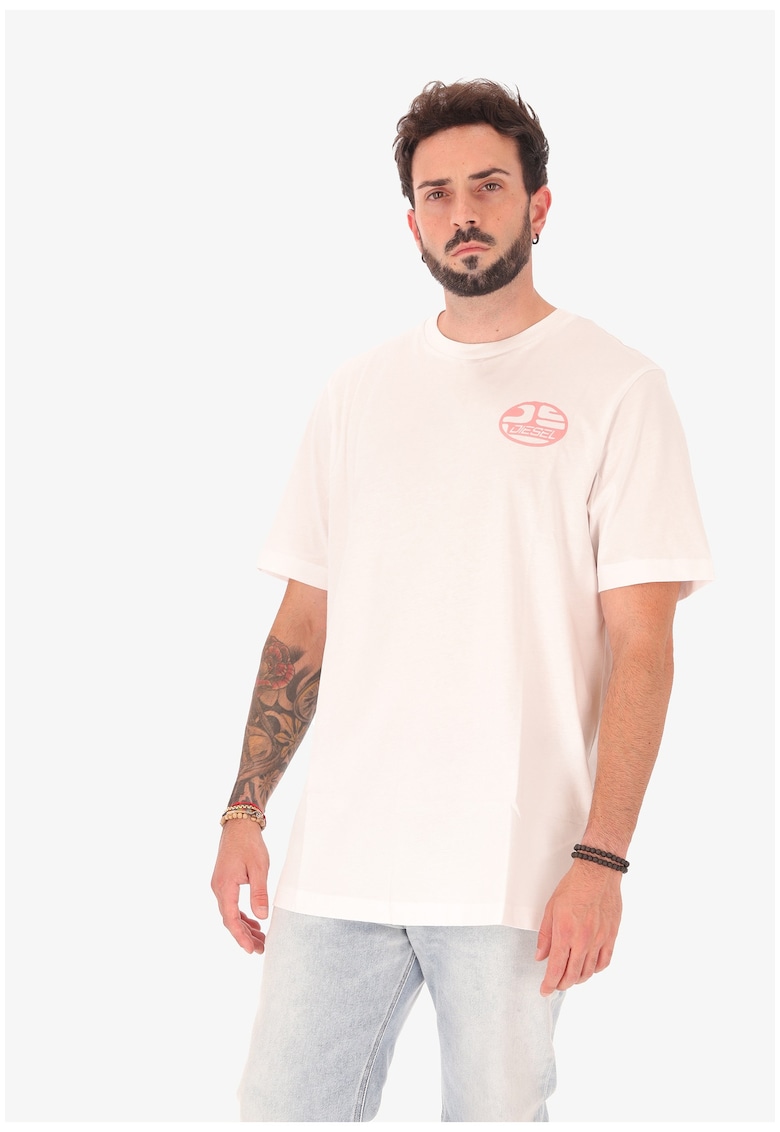 Тениска с овално деколте и лого Diesel