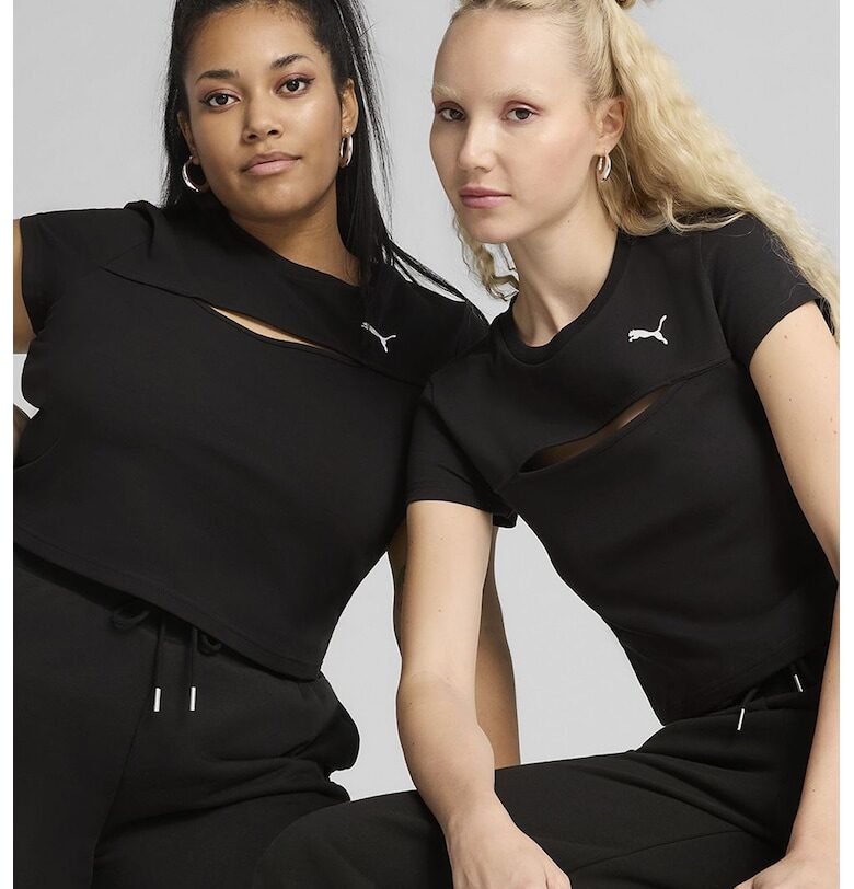 Тениска с овално деколте и предна цепка Puma