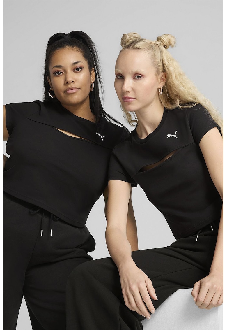 Тениска с овално деколте и предна цепка Puma