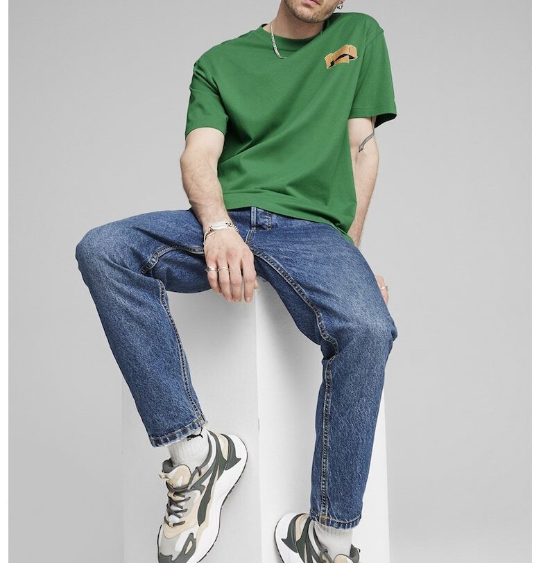 Тениска с овално деколте и принт на гърба Puma