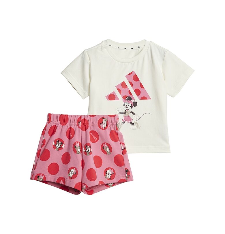 Тениска с памук и къс панталон с принт на Minnie Mouse adidas Sportswear