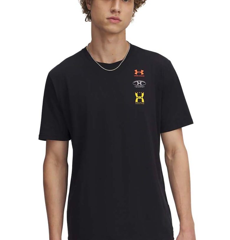 Тениска с памук с овално деколте и лого Under Armour