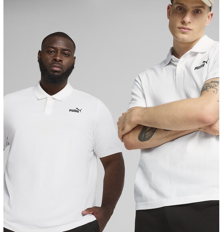 Тениска с яка и бродирано лого Puma