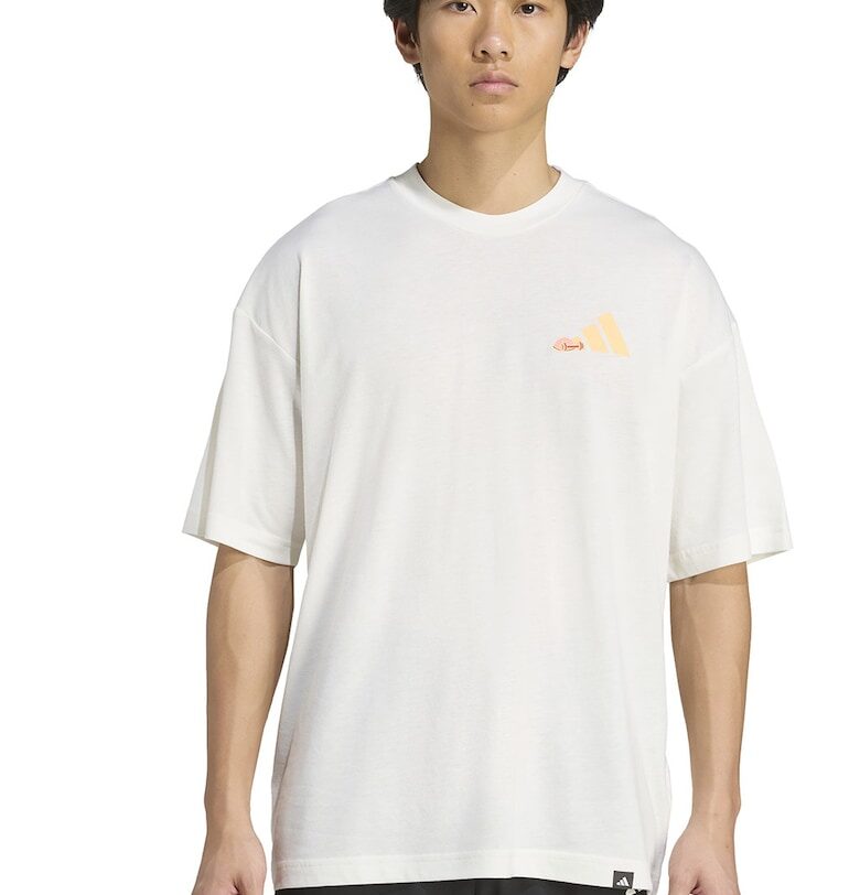 Тренировъчна свободна тениска с шарка на гърба - Сламеножълт - Мръснобял - Бледо розово - adidas Performance