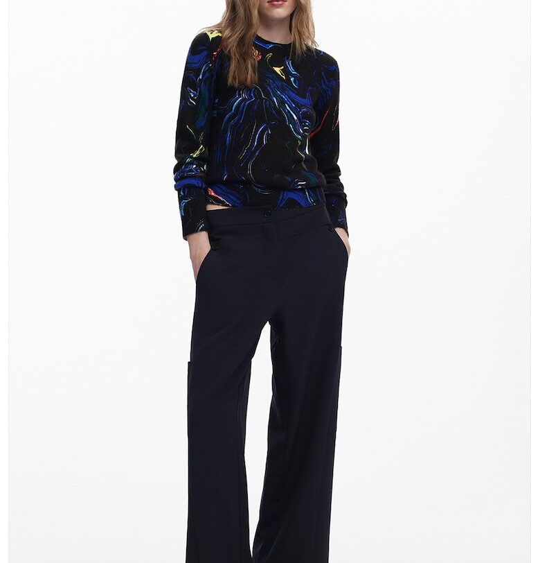 Фино плетен пуловер с абстрактен принт DESIGUAL