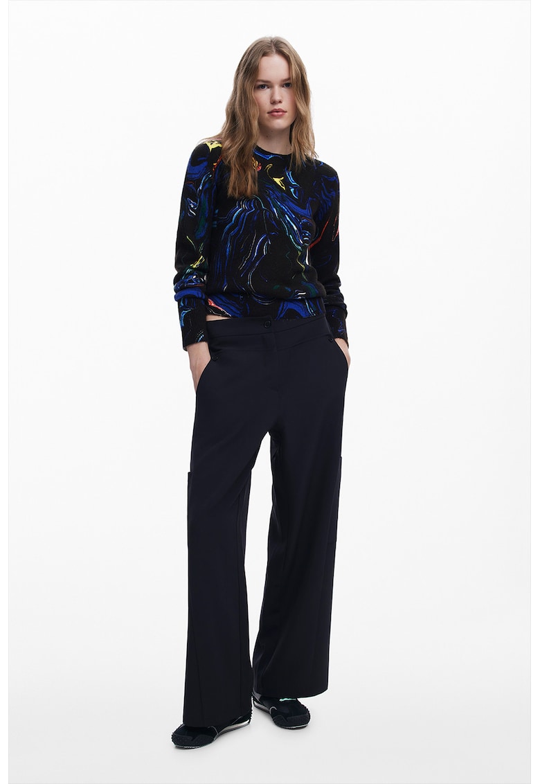 Фино плетен пуловер с абстрактен принт DESIGUAL