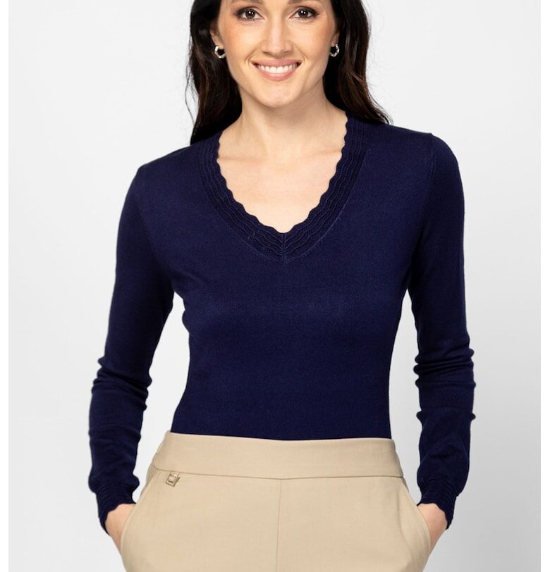 Фино плетен слим пуловер Hofli с шпиц Heavy Tools