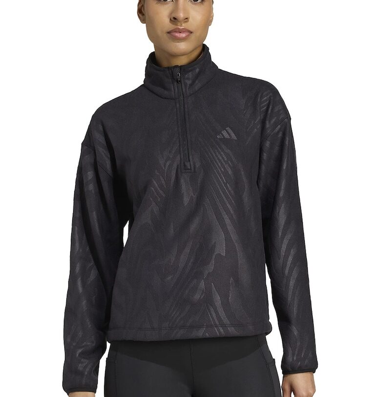 Фитнес блуза с десен и къс цип adidas Performance