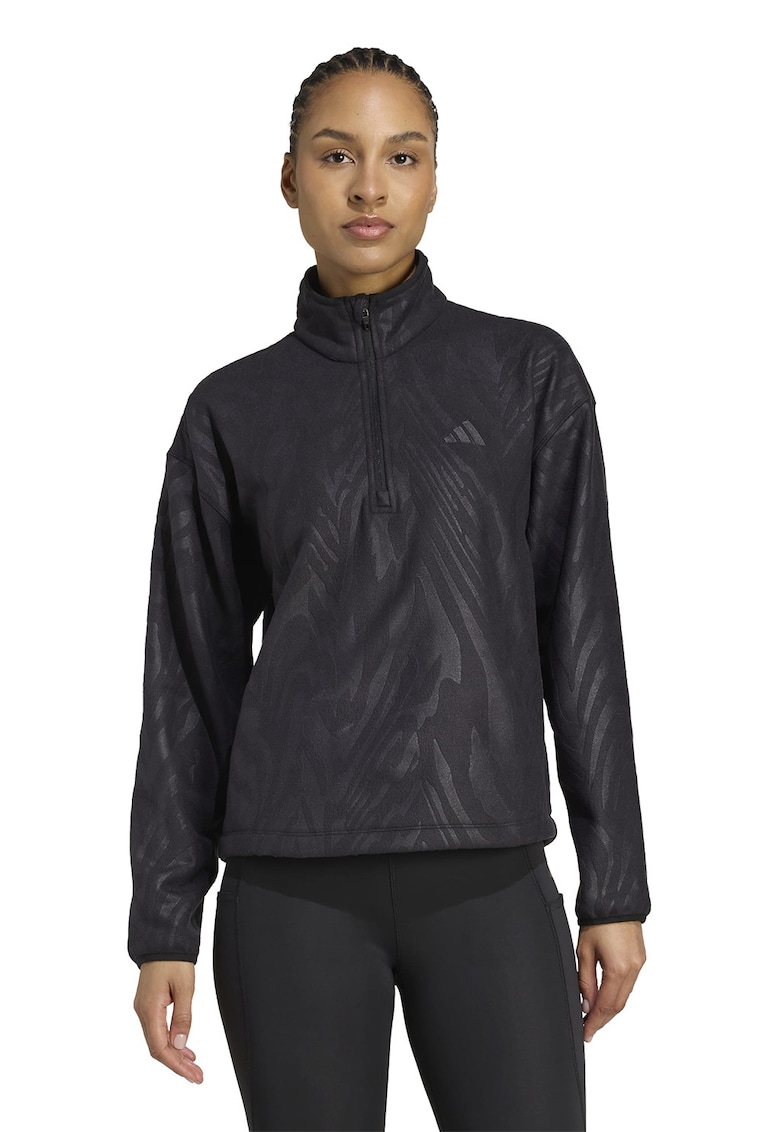 Фитнес блуза с десен и къс цип adidas Performance