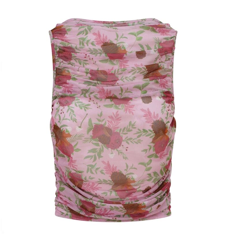 Флорален топ от тюл - Розово - BALOU