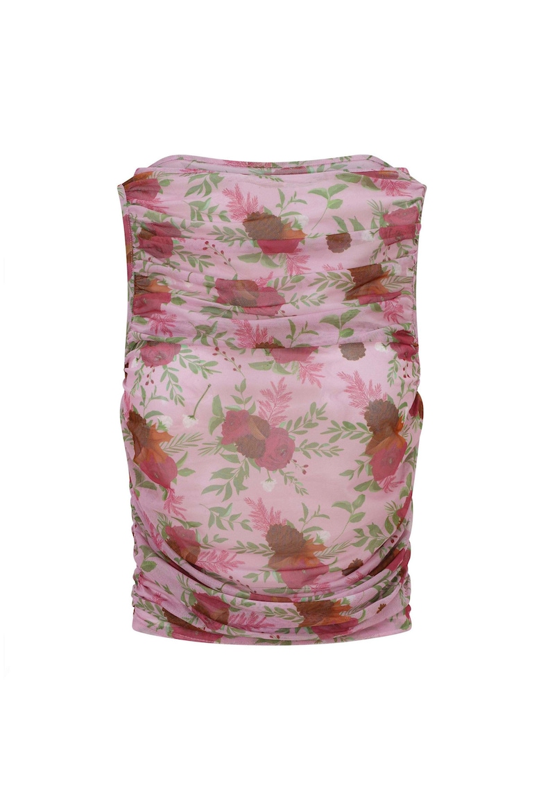 Флорален топ от тюл - Розово - BALOU