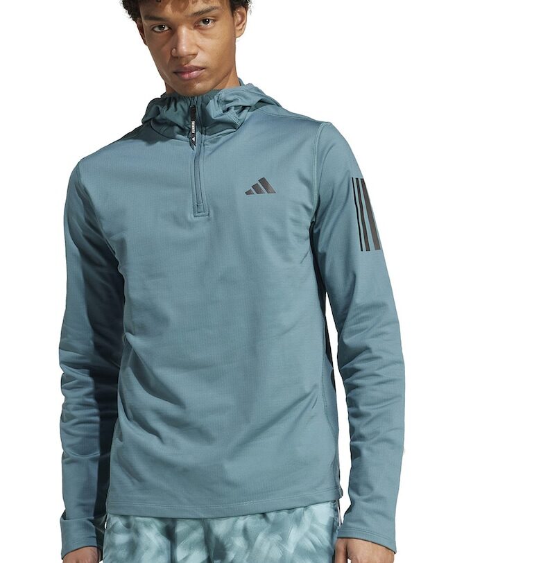 Худи за бягане с къс цип adidas Performance