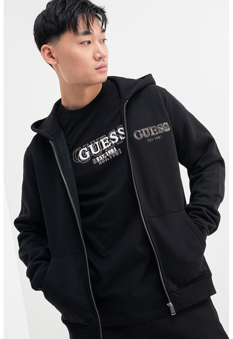 Худи с цип и бродирано лого GUESS