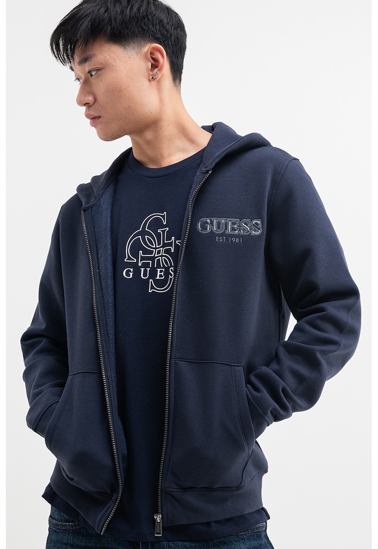 Худи с цип и бродирано лого GUESS