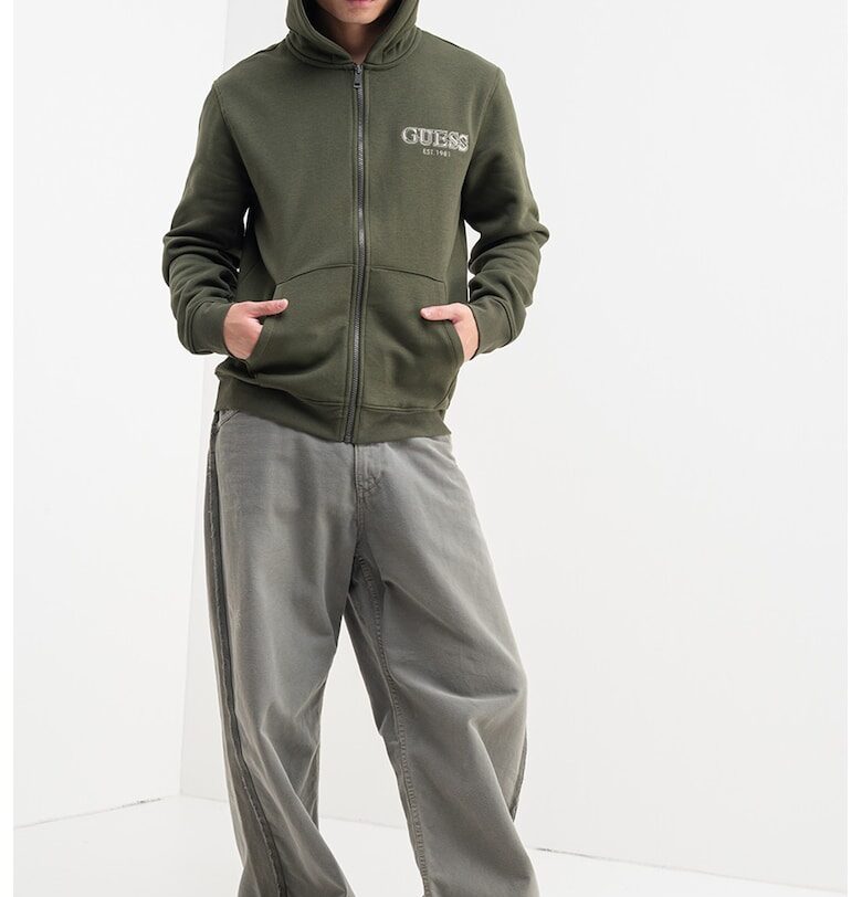 Худи с цип и бродирано лого GUESS