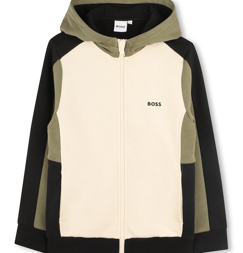 Худи с цип и лого BOSS Kidswear