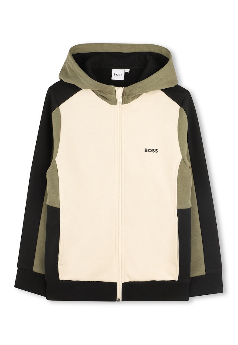 Худи с цип и лого BOSS Kidswear