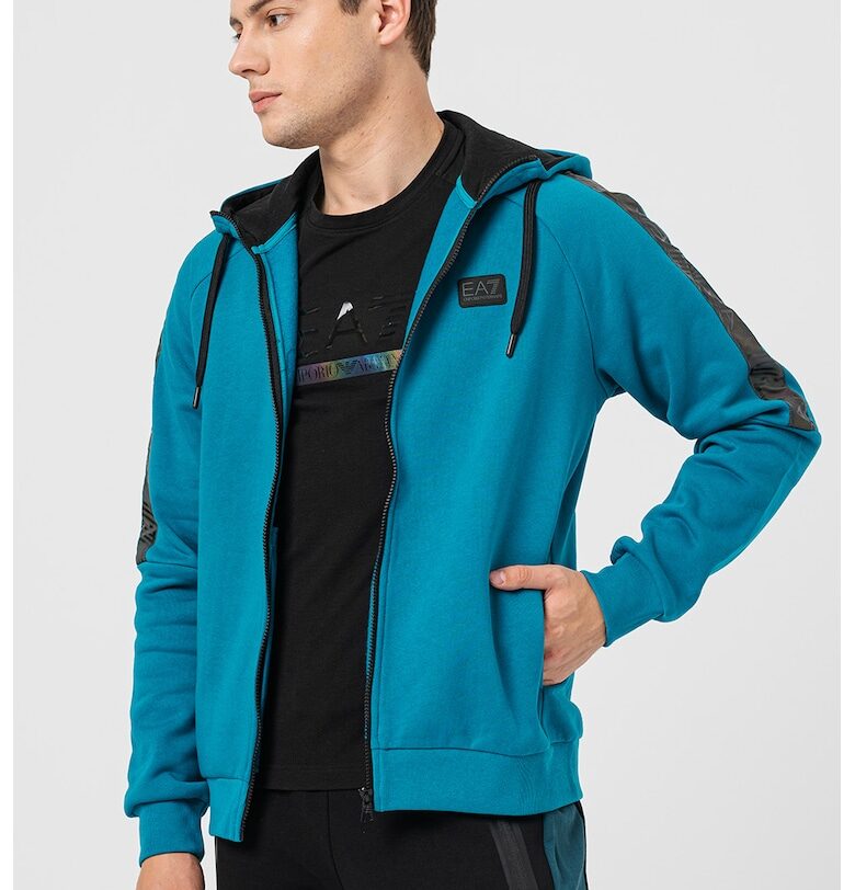 Худи с цип и ръкави реглан EA7