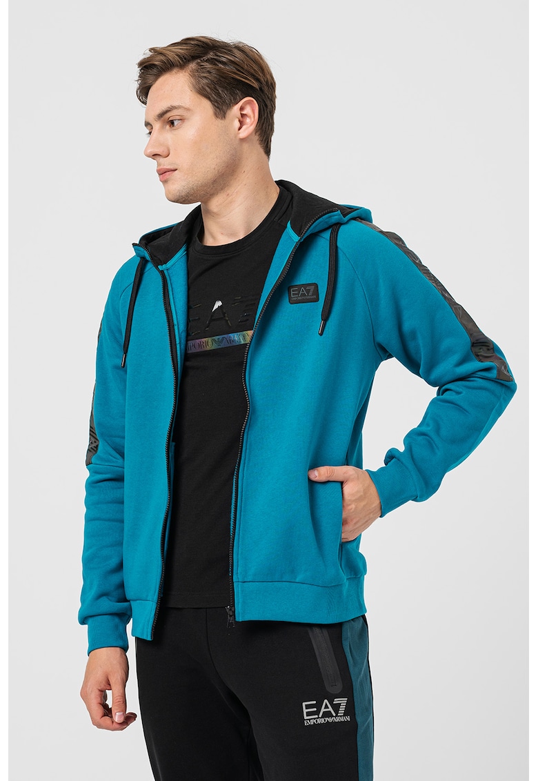 Худи с цип и ръкави реглан EA7
