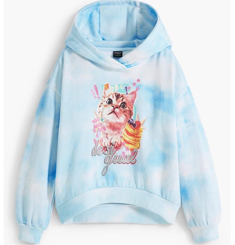 Худу с хоризонтален меланж и фигурален принт DESIGUAL