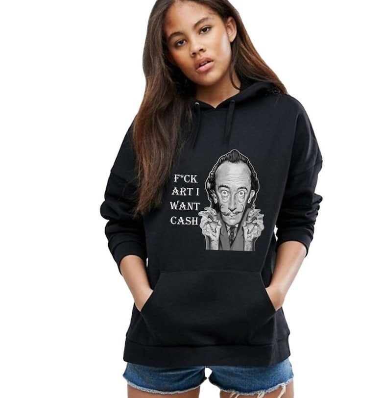 Черен дамски суичър - Dali - Искам ПАРИ THEICONIC