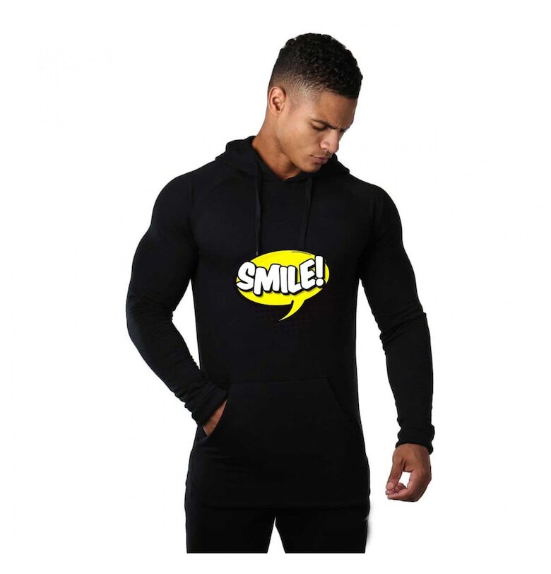 Черен мъжки суичър с качулка - Smile THEICONIC