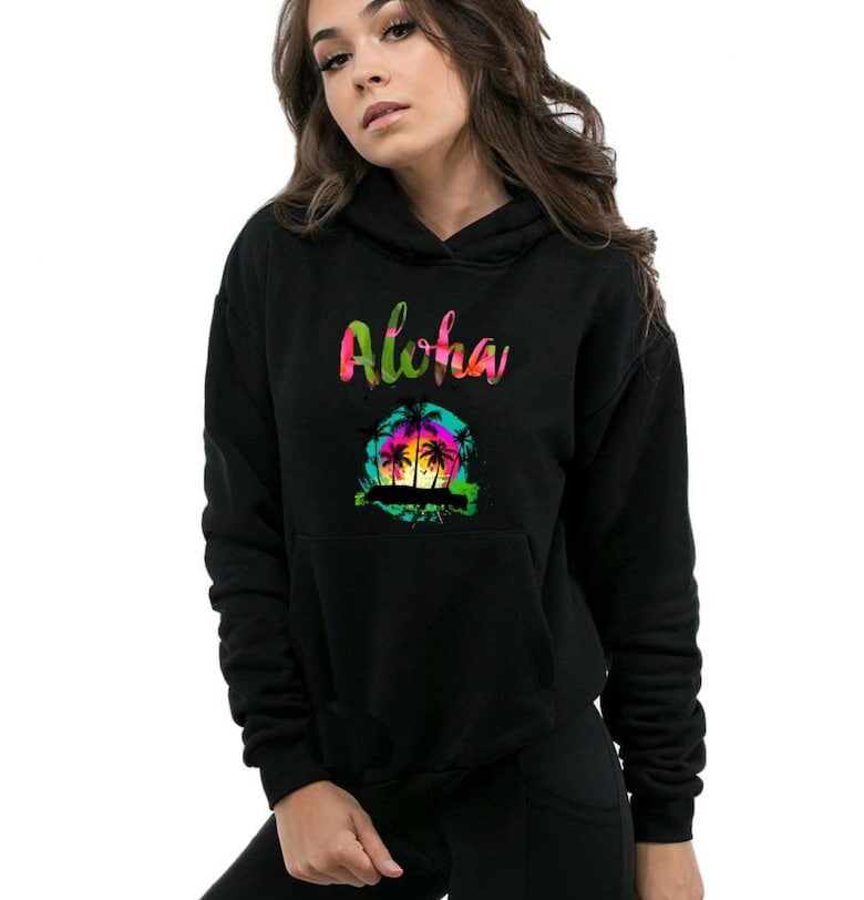 Черна дамска качулка - Aloha THEICONIC