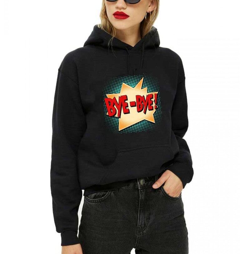 Черна дамска качулка - Bye Bye THEICONIC