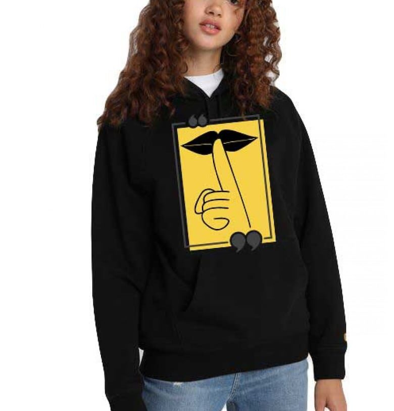 Черна дамска качулка - Don`t Speak THEICONIC