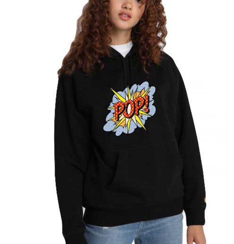 Черна дамска качулка - POP THEICONIC