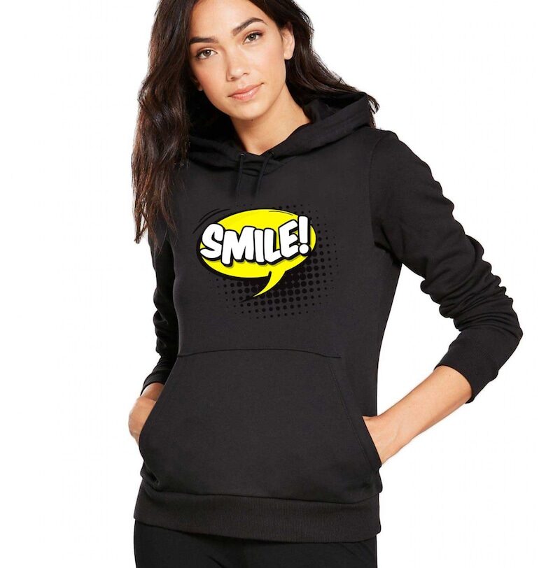 Черна дамска качулка - Smile THEICONIC