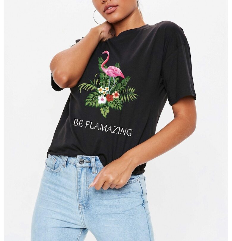 Черна дамска тениска - Be Flamazing THEICONIC