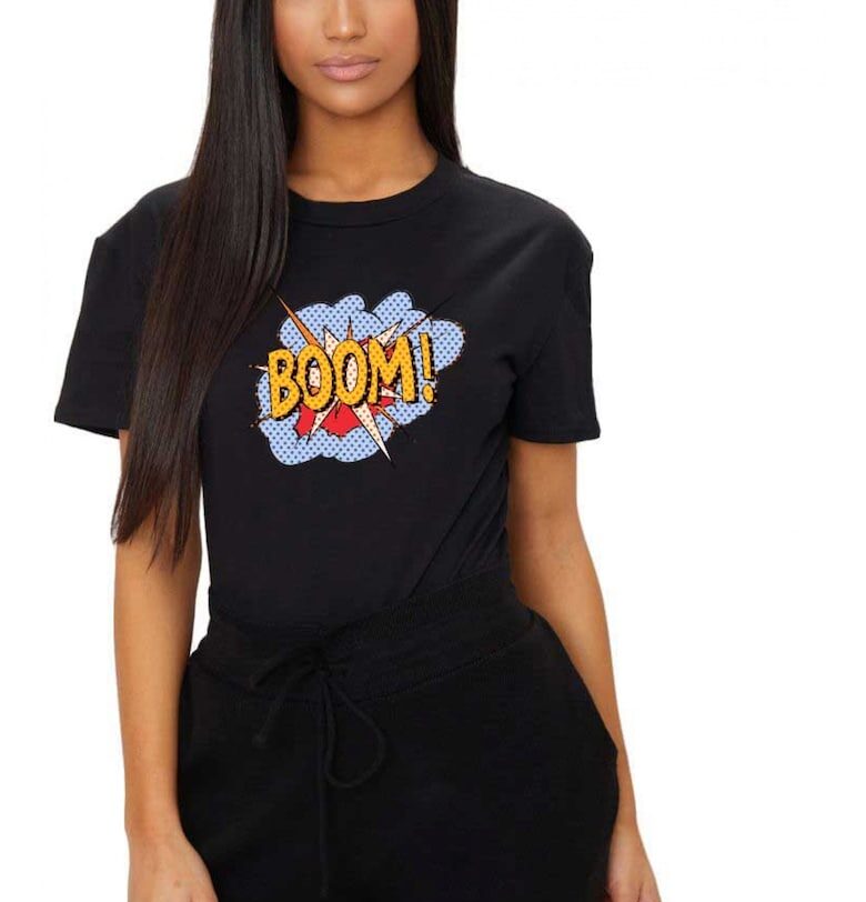 Черна дамска тениска - Boom THEICONIC