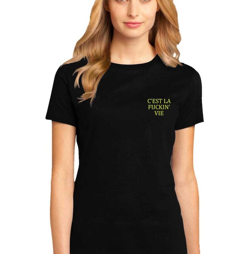 Черна дамска тениска - C'est la vie THEICONIC