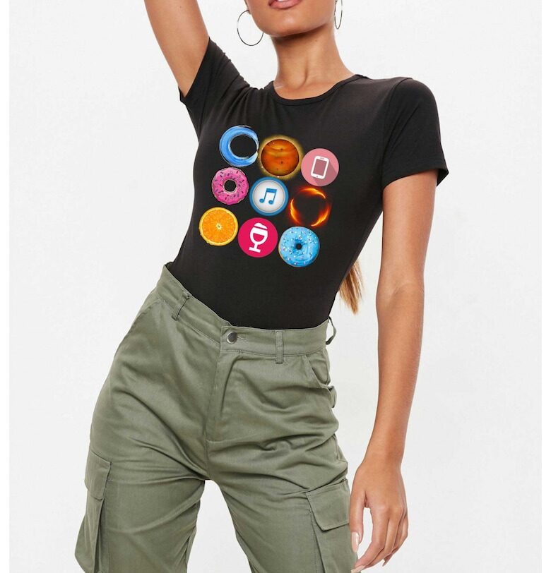 Черна дамска тениска - Circle THEICONIC