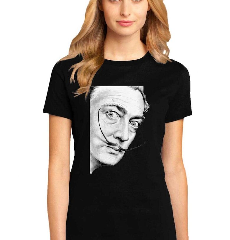 Черна дамска тениска - Dali - Portrait THEICONIC