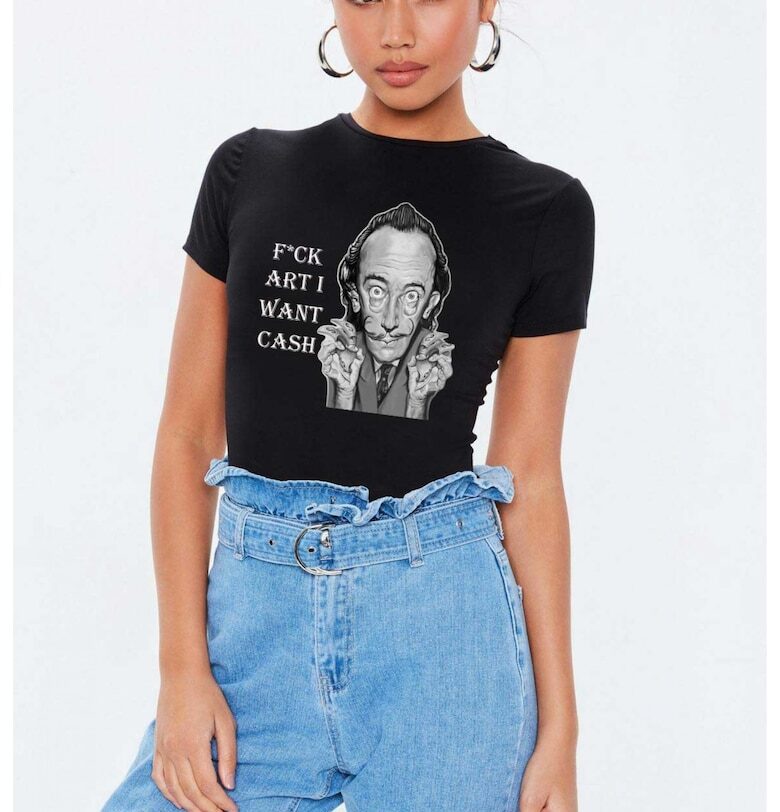 Черна дамска тениска - Dali - Искам ПАРИ THEICONIC