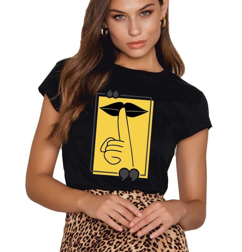 Черна дамска тениска - Don`t Speak THEICONIC