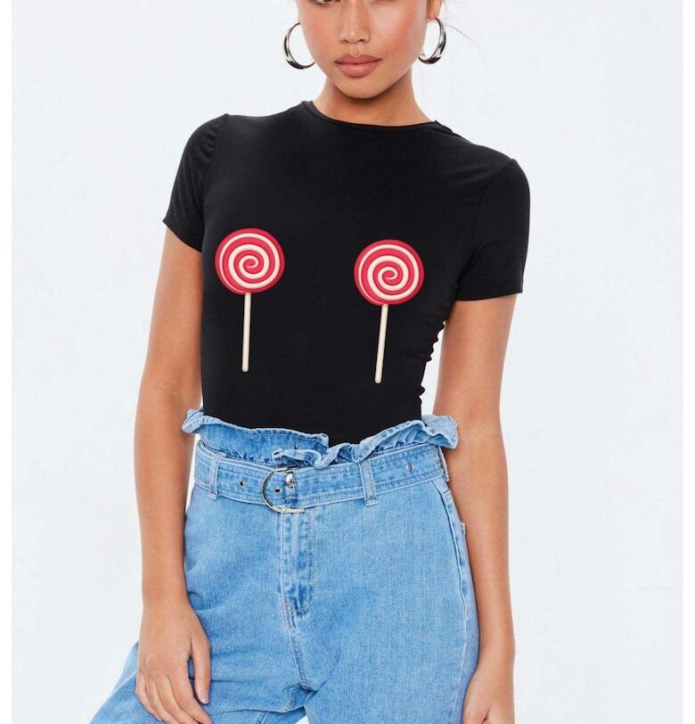 Черна дамска тениска - Lollipop THEICONIC