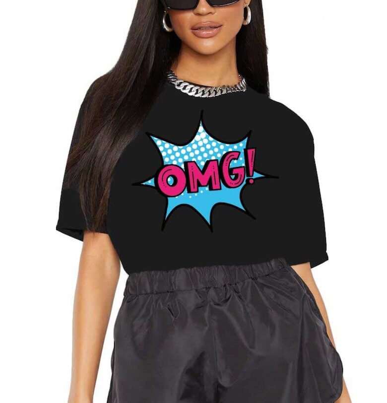Черна дамска тениска - OMG THEICONIC