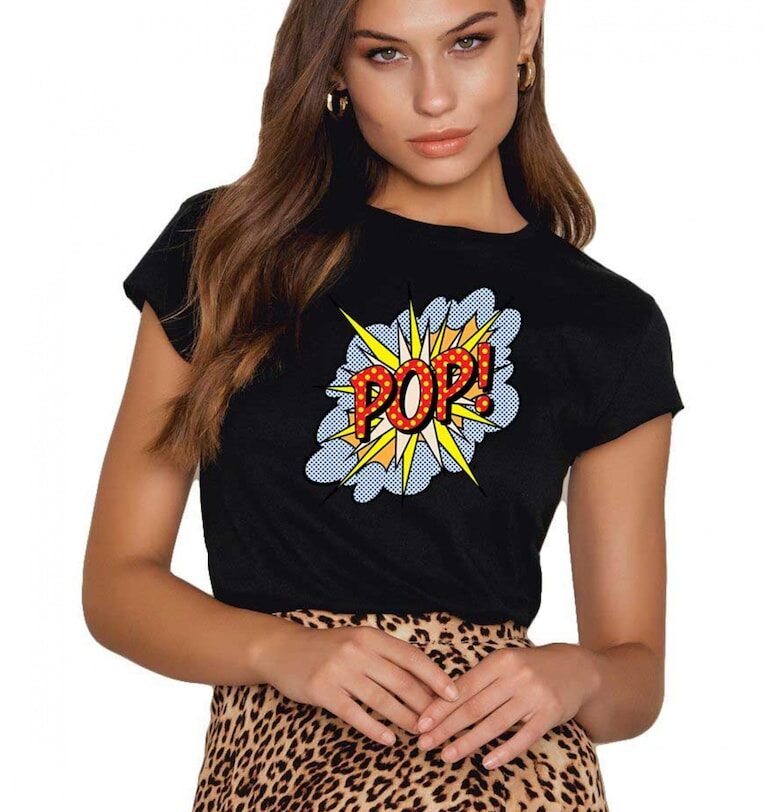 Черна дамска тениска - POP THEICONIC