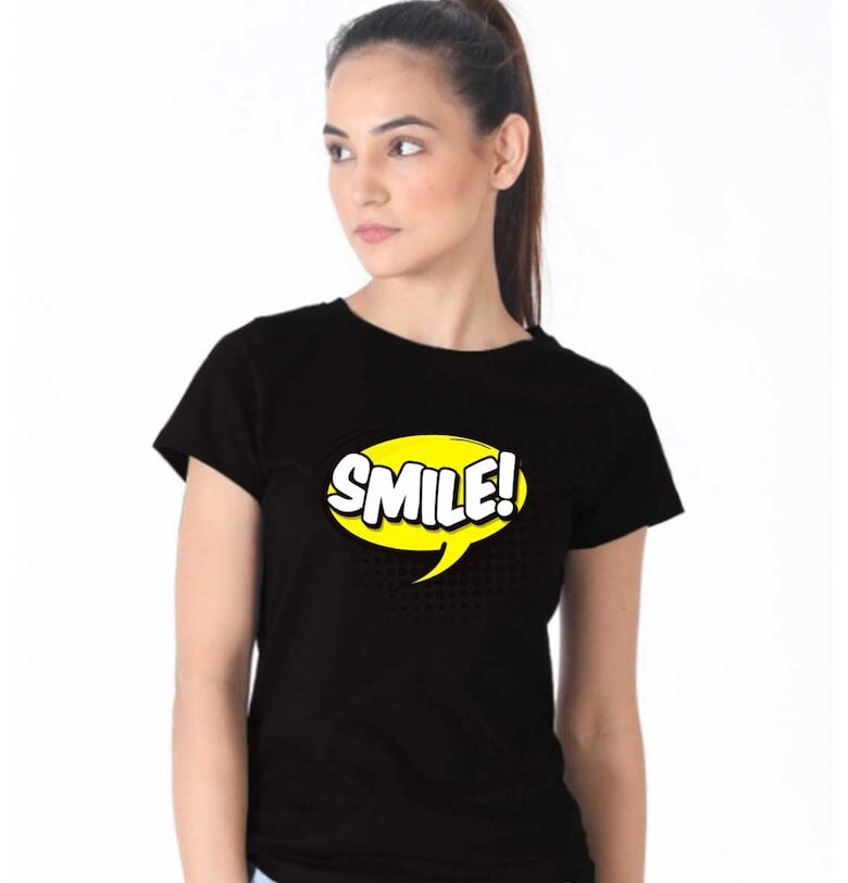 Черна дамска тениска - Smile THEICONIC