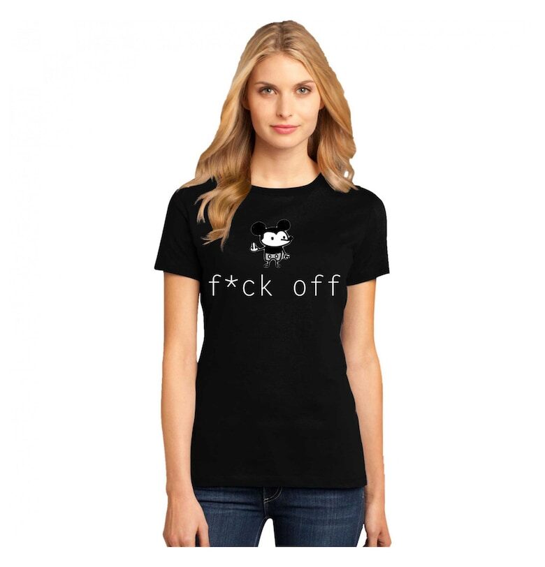 Черна дамска тениска - f*ck off Mickey Mouse THEICONIC