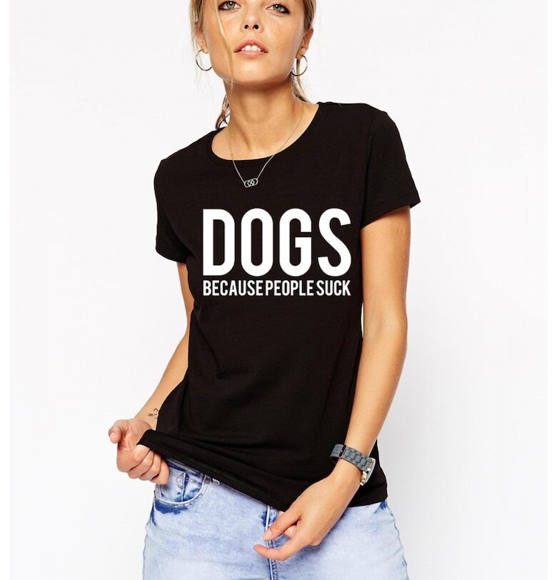 Черна дамска тениска - КУЧЕТА THEICONIC