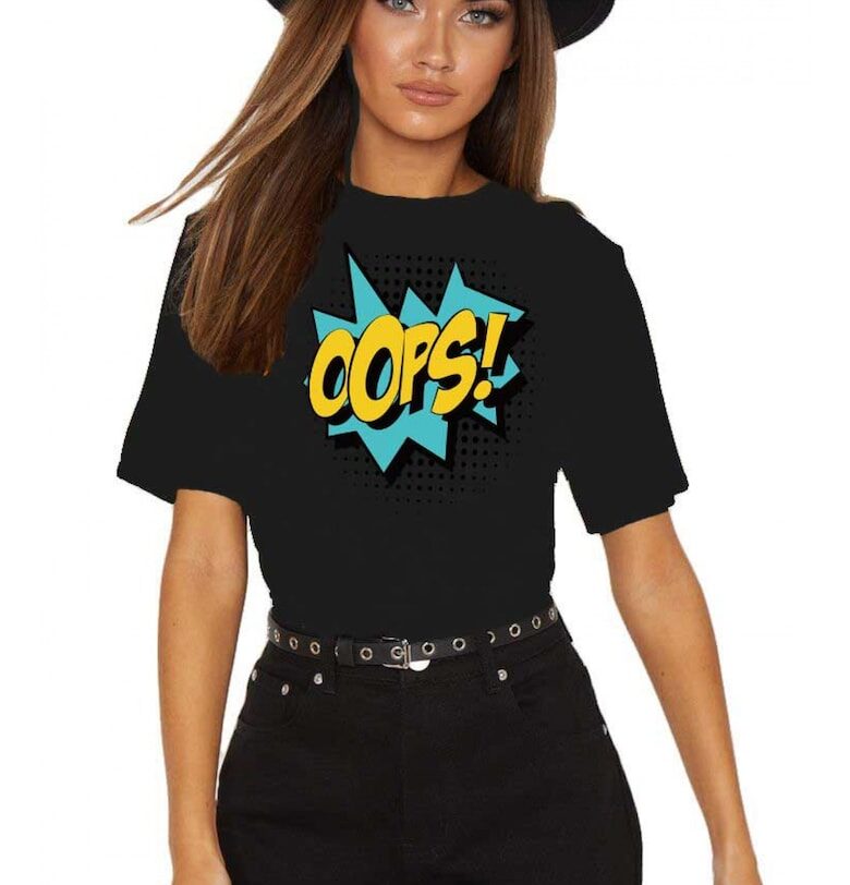 Черна дамска тениска - Опа THEICONIC