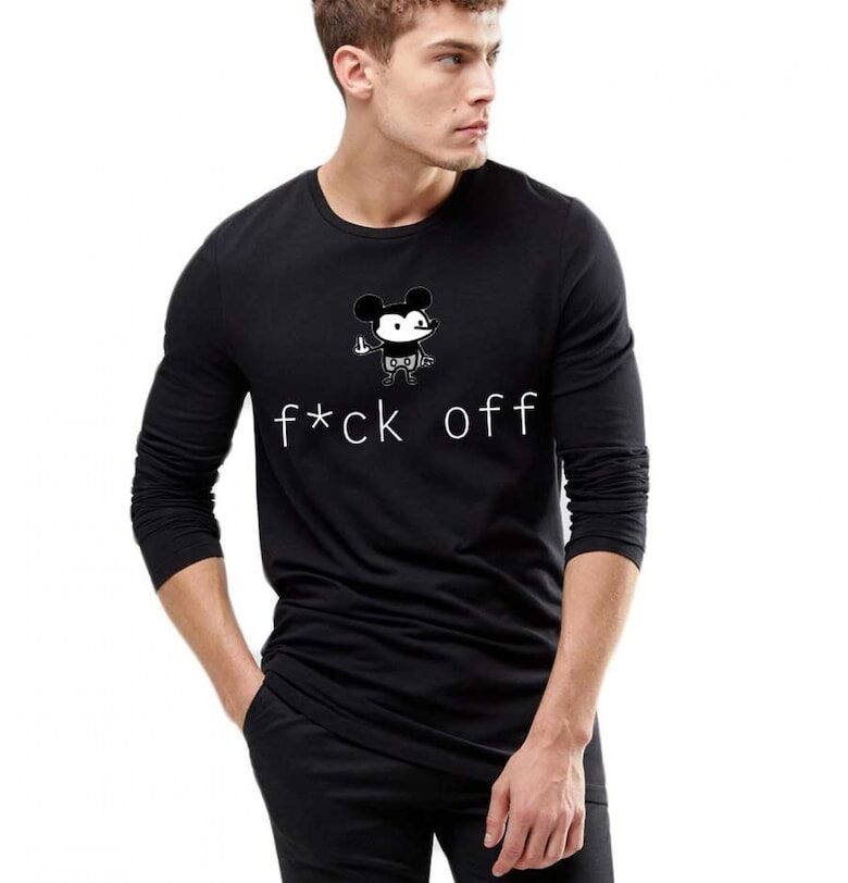 Черна мъжка блуза - f*ck off Mickey Mouse THEICONIC