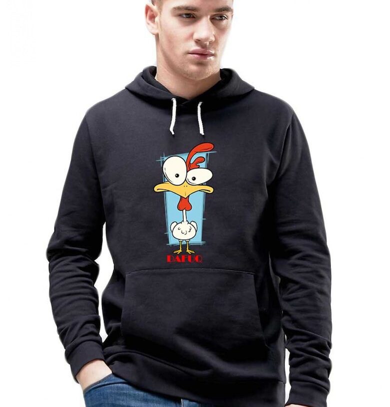 Черна мъжка качулка - DAFUQ THEICONIC