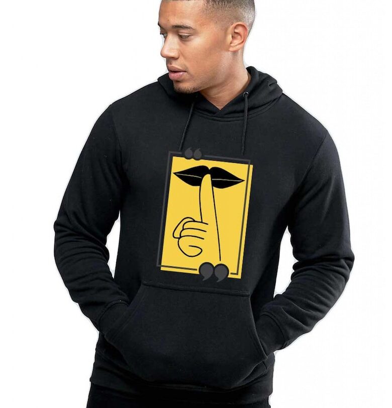 Черна мъжка качулка - Don`t Speak THEICONIC